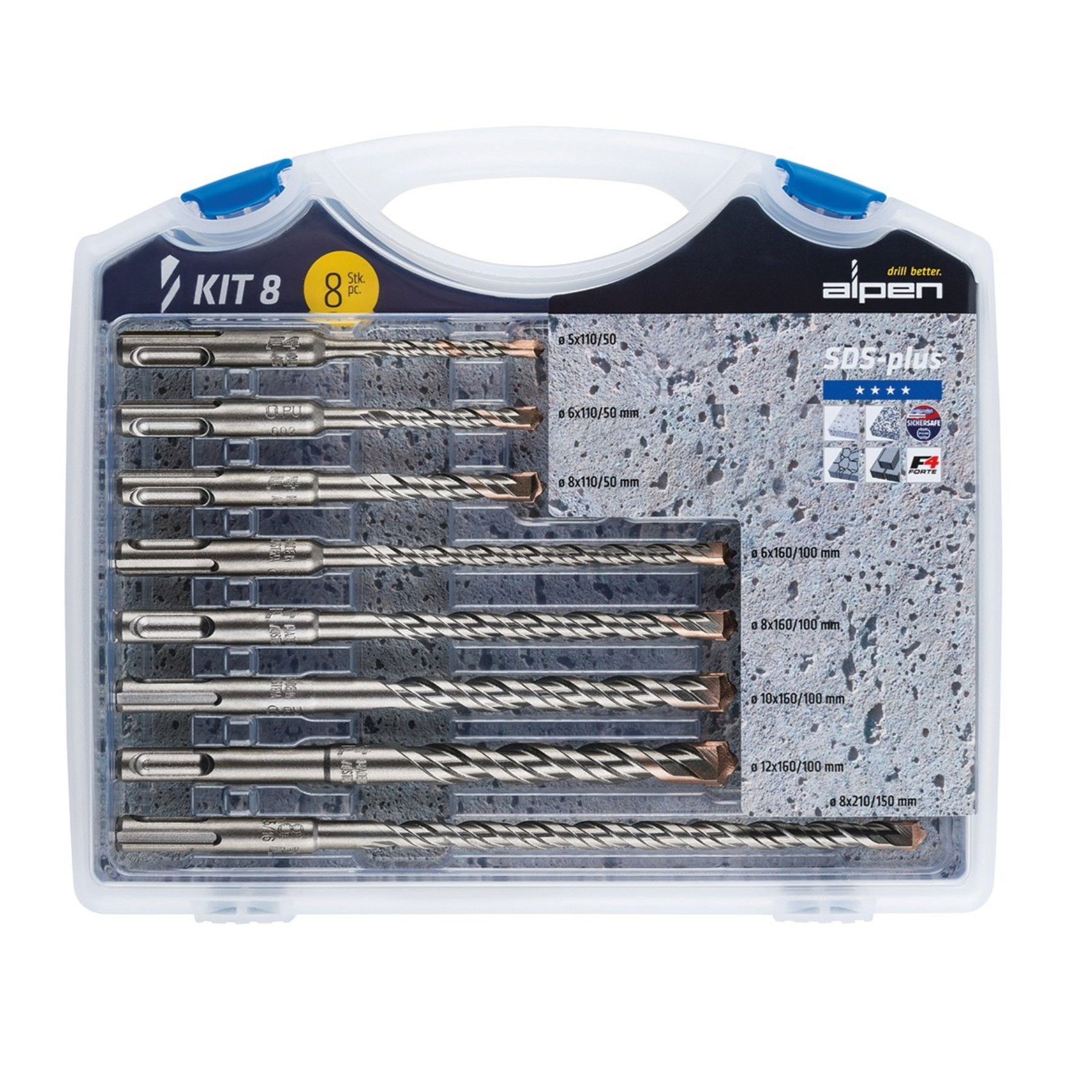 Alpen Kalapácsfúró készlet SDS-plus 8 db/cs 1020864 termék fő termékképe