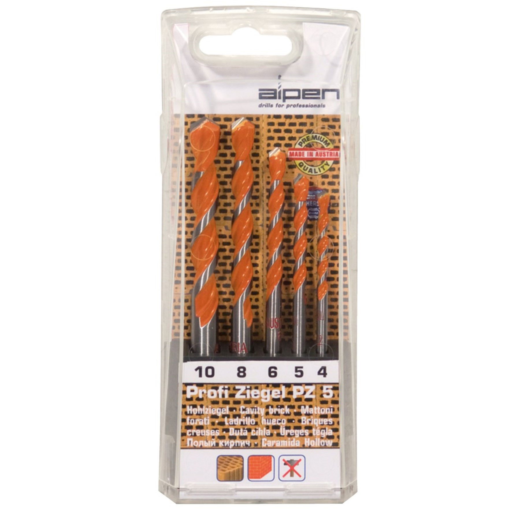 Alpen Üreges tégla fúrókészlet PZ5 5 db. DM 4,0-10,0 mm 1202580 termék fő termékképe