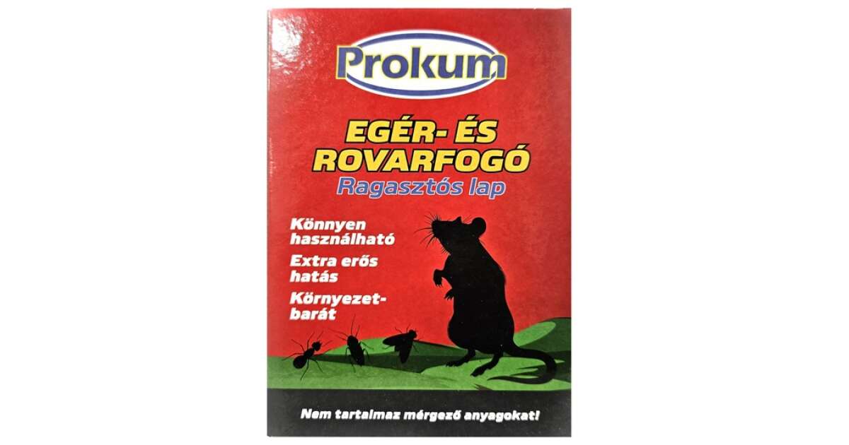 Prokum Egér- és rovarfogó ragasztós lap 16,5x12cm 005727 termék fő termékképe