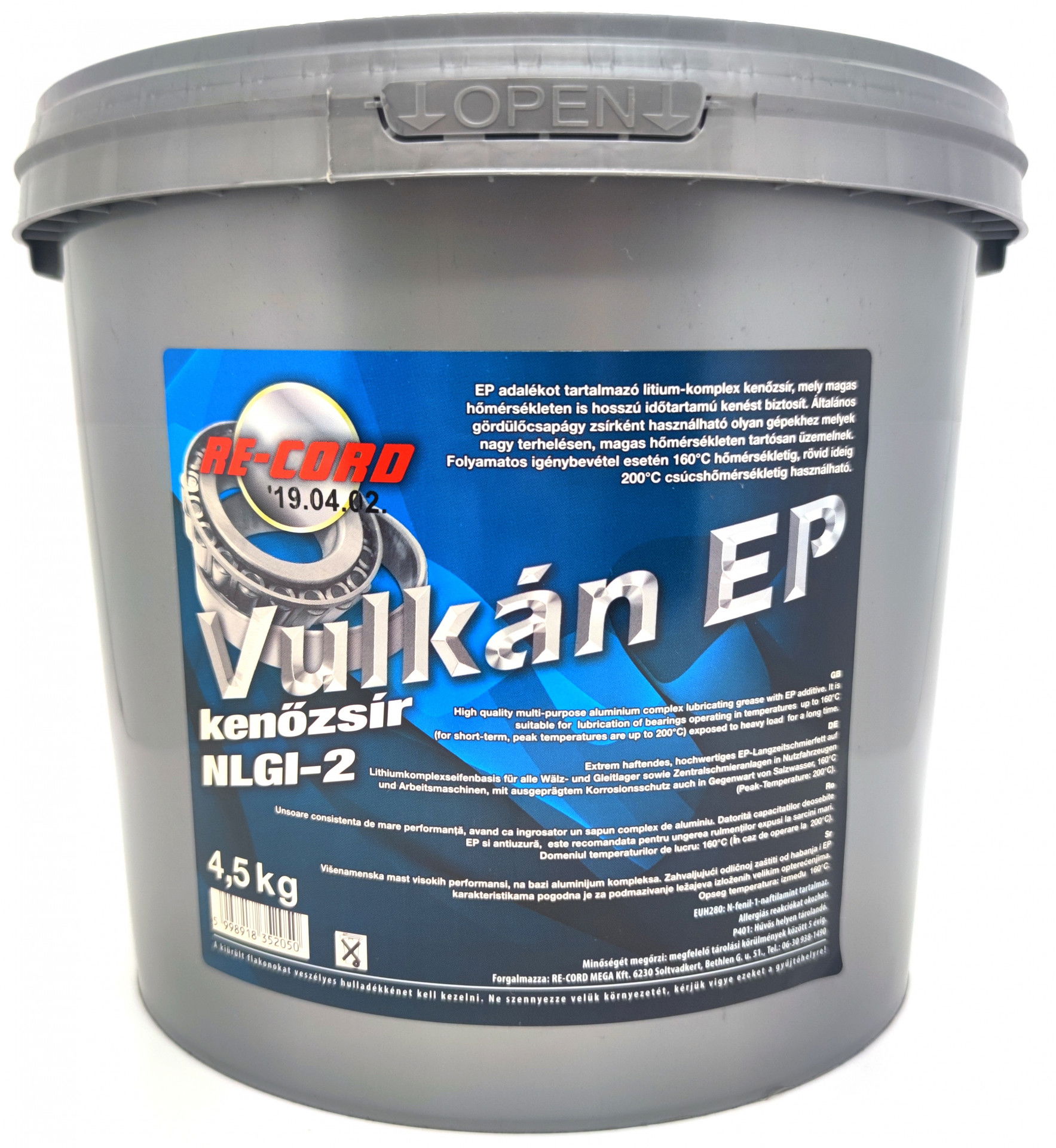 Re-cord Vulkán EP kenőzsír 4,5kg NLGI-2 termék fő termékképe