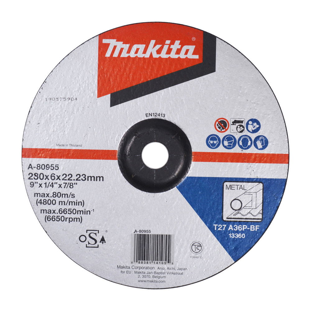 Makita csiszolótárcsa acél 230x6mm A36P A-80955 termék fő termékképe