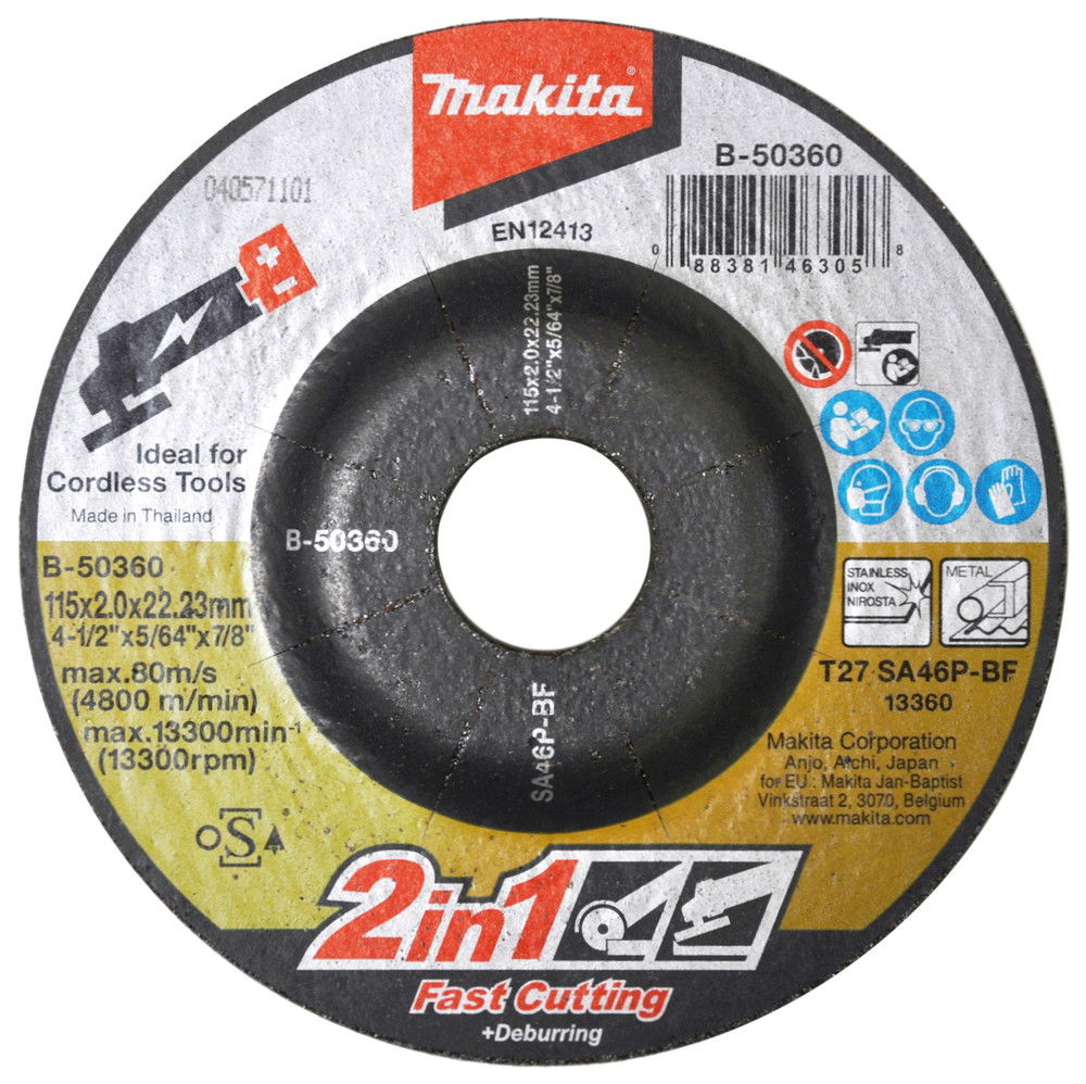 Makita vágó és csiszolótárcsa INOX 115x2mm B-50360 termék fő termékképe