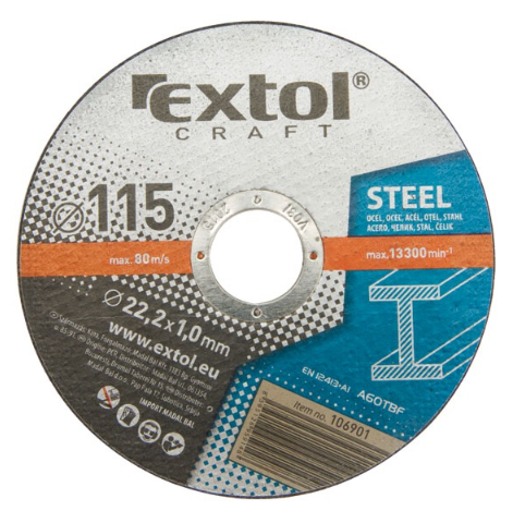 Extol Craft Vágókorong acélhoz; 115×1,6×22,2mm, max. 13.300 ford/perc termék fő termékképe