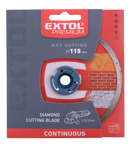 Extol Premium Gyémántvágó csempevágáshoz (sima), vizes vágásra; 115×1,8×22,2mm, max.13.300 ford/perc termék fő termékképe