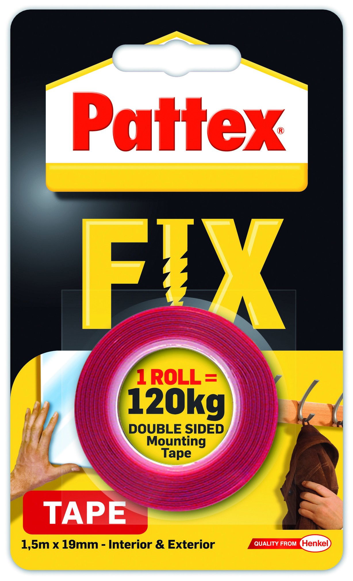 Pattex Kétoldalú ragasztó 120kg 1,5x19mm 1486524 termék fő termékképe