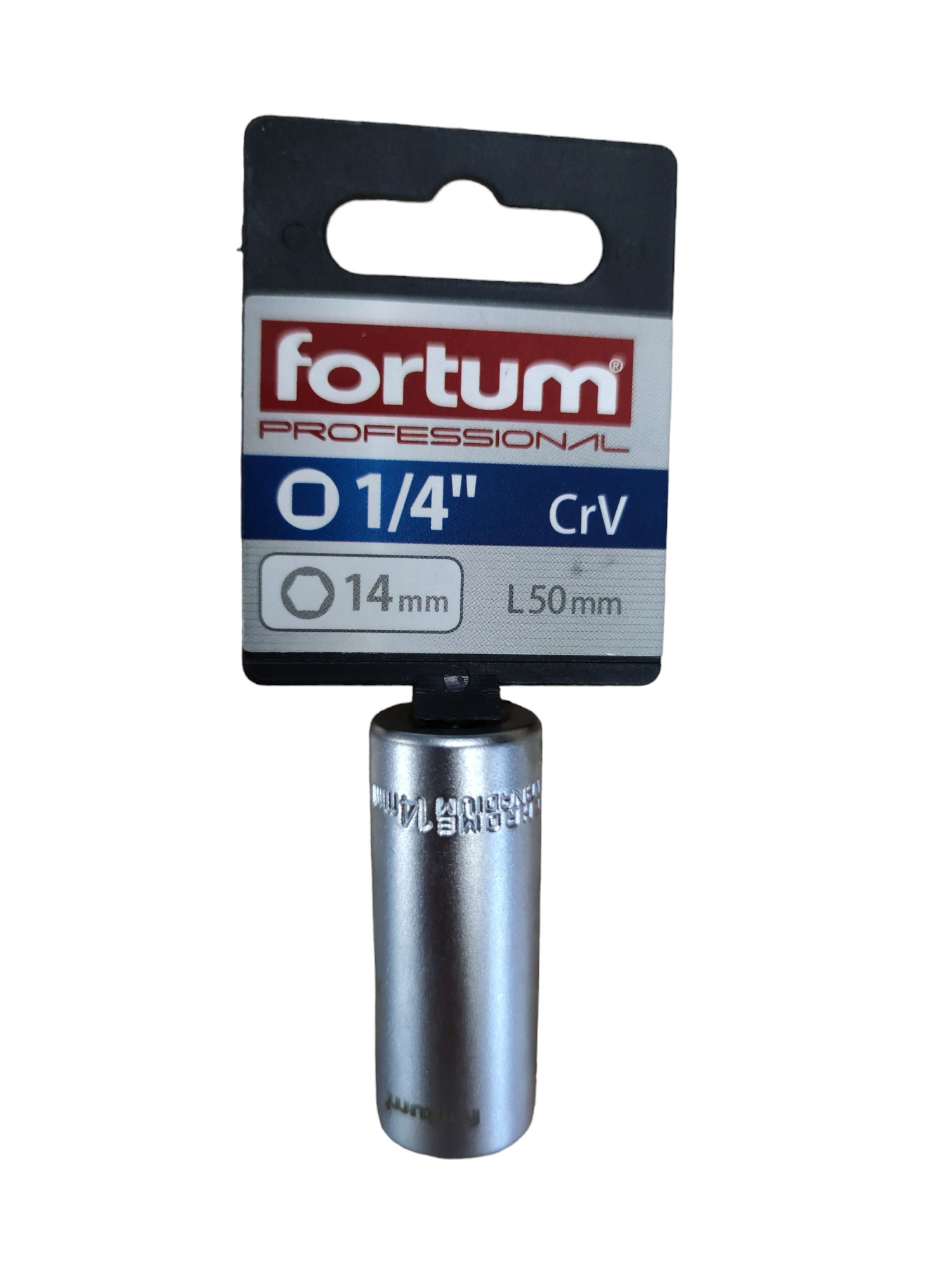 Fortum Dugófej hosszított 1/4" 14mm 61CrV5 mattkróm 4701527 termék fő termékképe