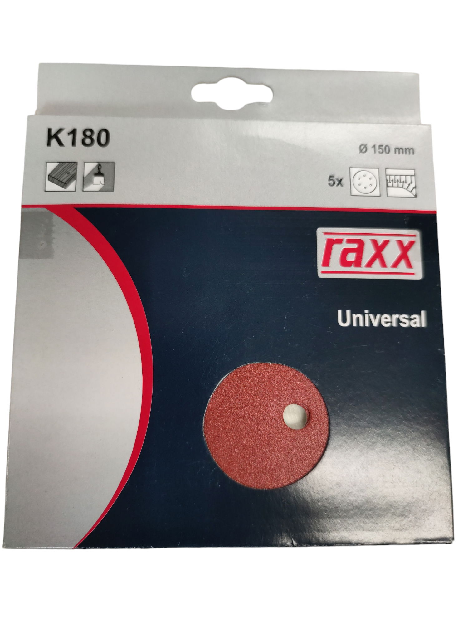 Raxx Csiszolólap lyuk. festékre Öntap. 150mm K180 1 cs=5 db termék fő termékképe