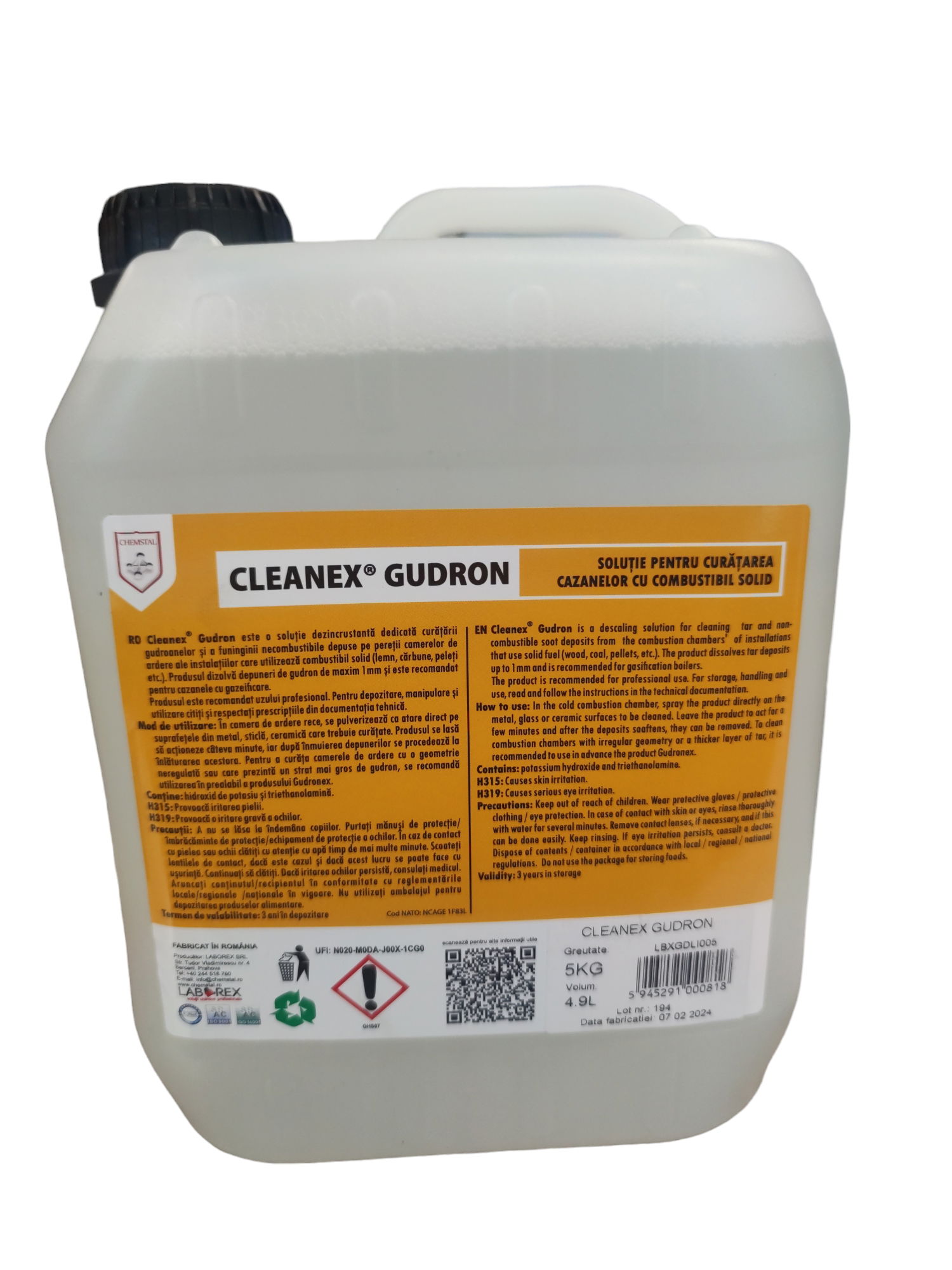 Chemstal Cleanex Gudron kazántisztító oldat, szilárd tüzelés, 5 kg termék fő termékképe