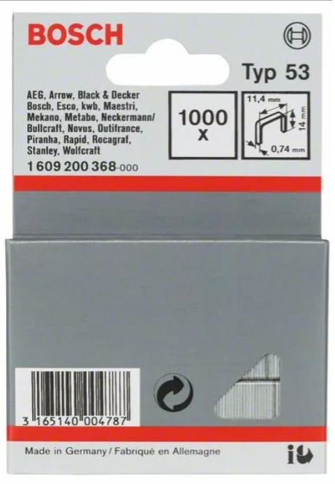 Bosch Kapocs 11,4x14mm 1000db/csomag 1609200368 termék fő termékképe