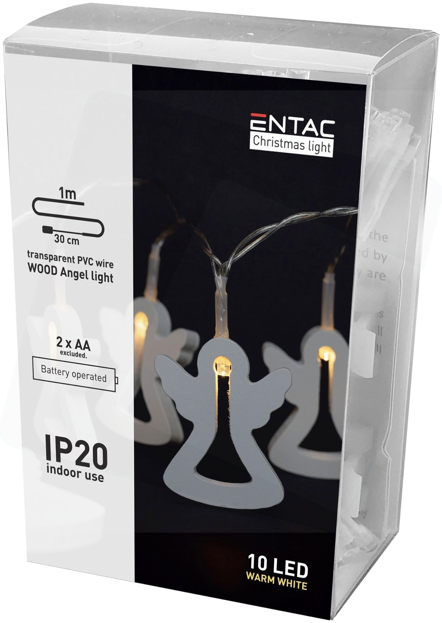 Entac Karácsonyi Beltéri Füzér Fa Angyalka 10 LED WW 1,3m (2AA nt.) ECL-WA-10WW termék fő termékképe