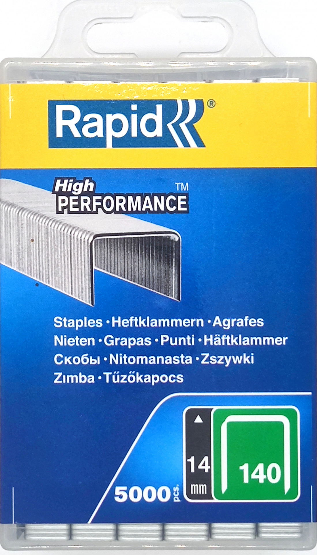 Rapid Tűzőkapocs acél 140 14mm Műanyag doboz 1 cs.=5000 db 1201172 termék fő termékképe