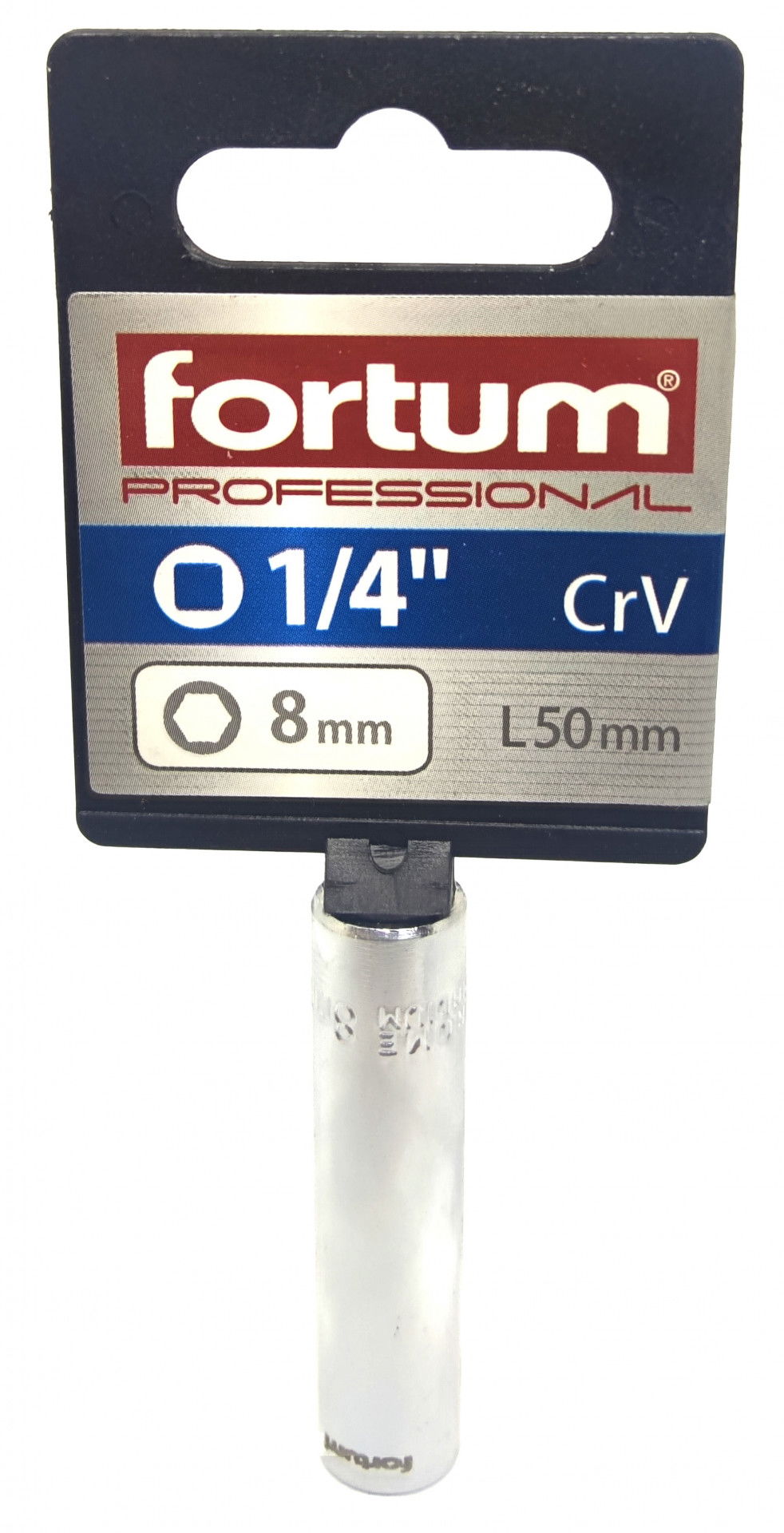 Fortum dugófej, hosszított, 1/4", 8mm, 61CrV5, 50mm hosszú 4701521 termék fő termékképe