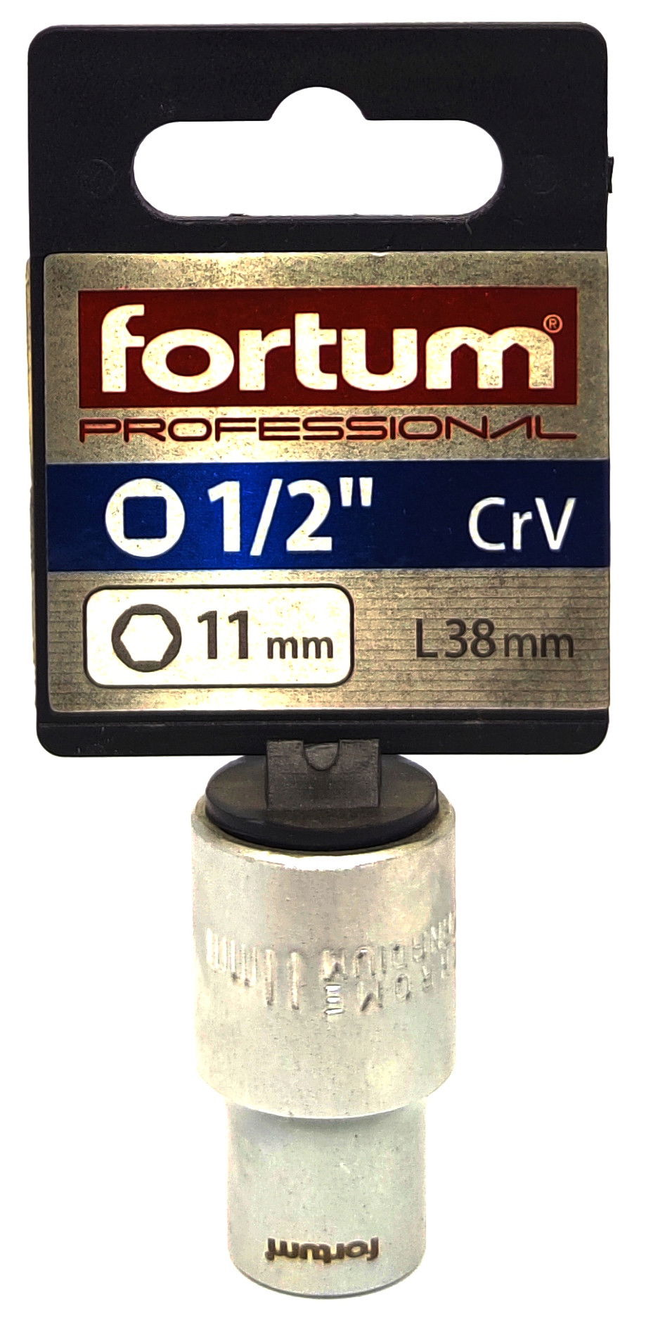 Fortum dugófej, 1/2", 11mm, 61CrV5, mattkróm, 38mm hosszú 4700411 termék fő termékképe