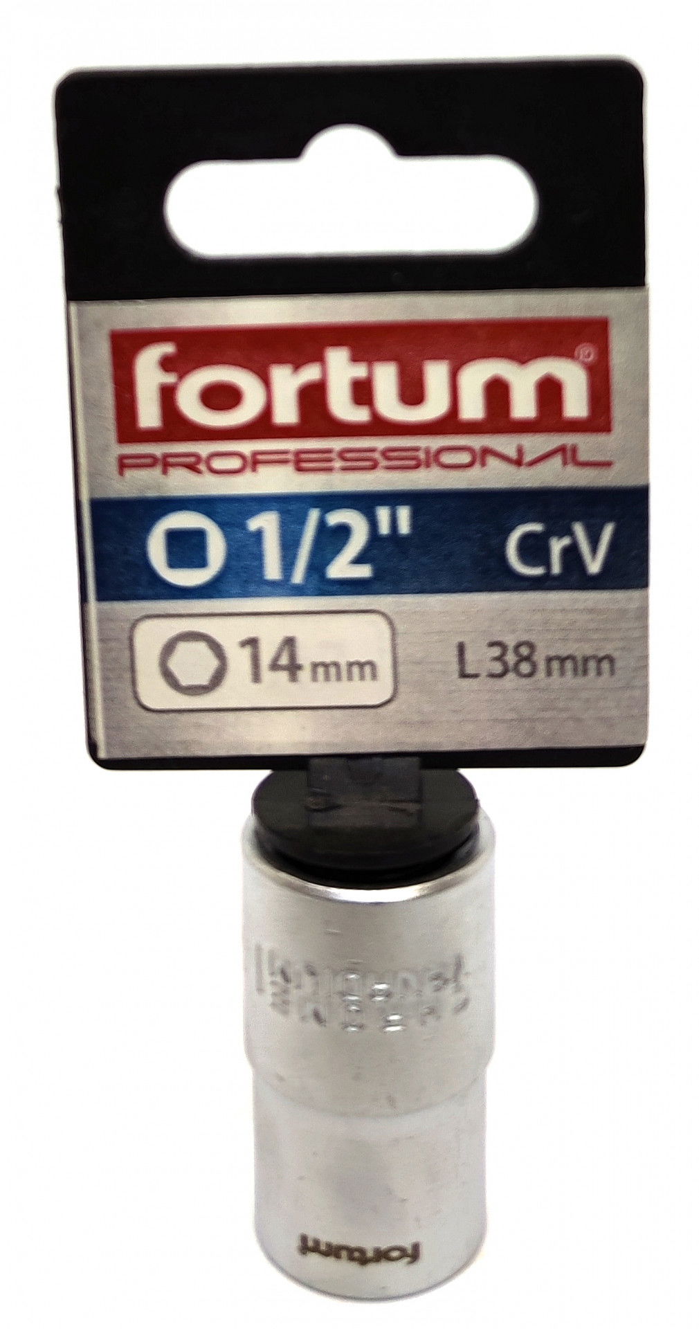 Fortum dugófej, 1/2", 14mm, 61CrV5, mattkróm, 38mm hosszú 4700414 termék fő termékképe