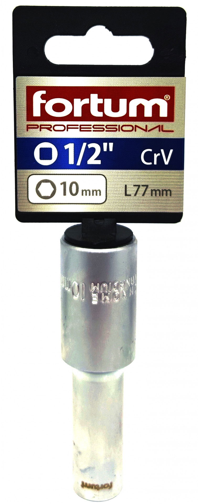 Fortum dugófej, hosszított, 1/2", 10mm, 61CrV5, 77mm hosszú 4700510 termék fő termékképe