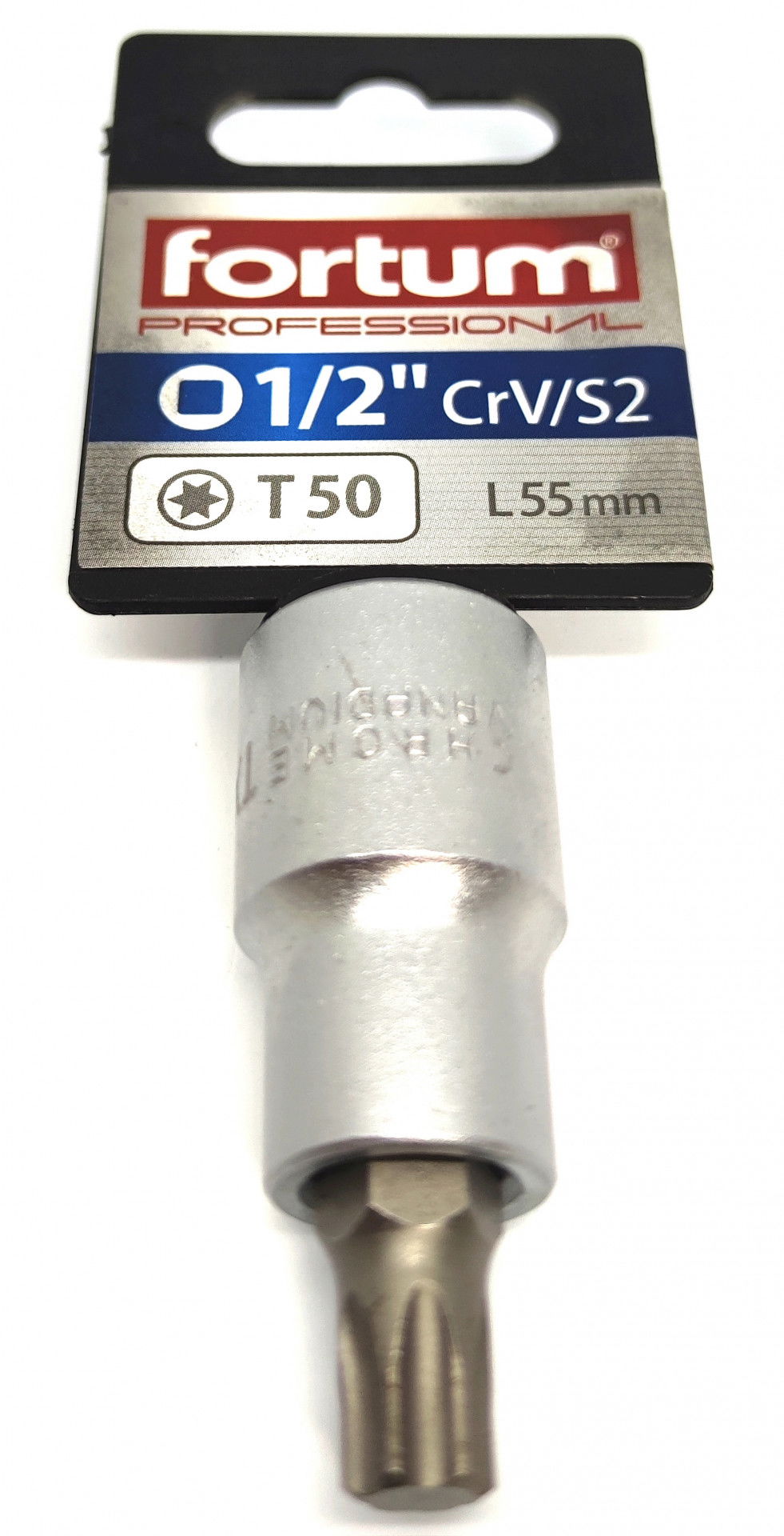 Fortum bitdugófej, torx, 1/2", 61CrV5/S2, mattkróm; TX50, 55mm 4700726 termék fő termékképe