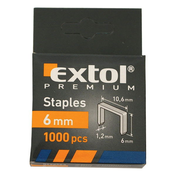 Extol Premium Tűzőgépkapocs 10,6×0,52×1,2mm; 6mm, 1000db/cs termék fő termékképe