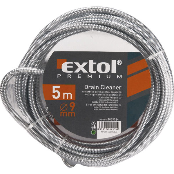 Extol Premium lefolyócső tisztító, 5m, 9mm termék fő termékképe