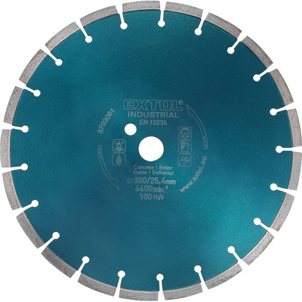 Extol Industrial Gyémántvágó BETON-ra, ipari korong, szegmenses; 400×25,4mm, száraz és vizes vágásra termék fő termékképe