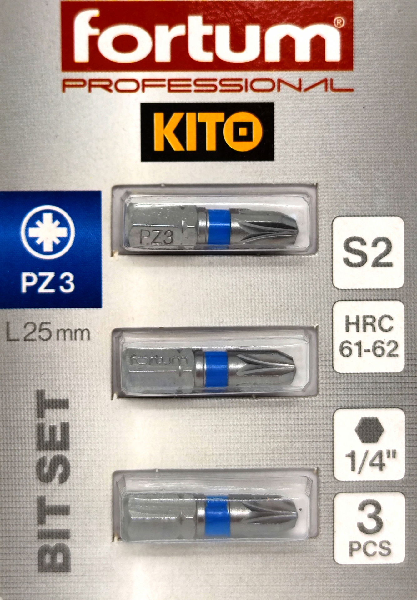 Fortum Professional KITO Behajtóhegy  PZ3 25mm 3db/cs termék fő termékképe