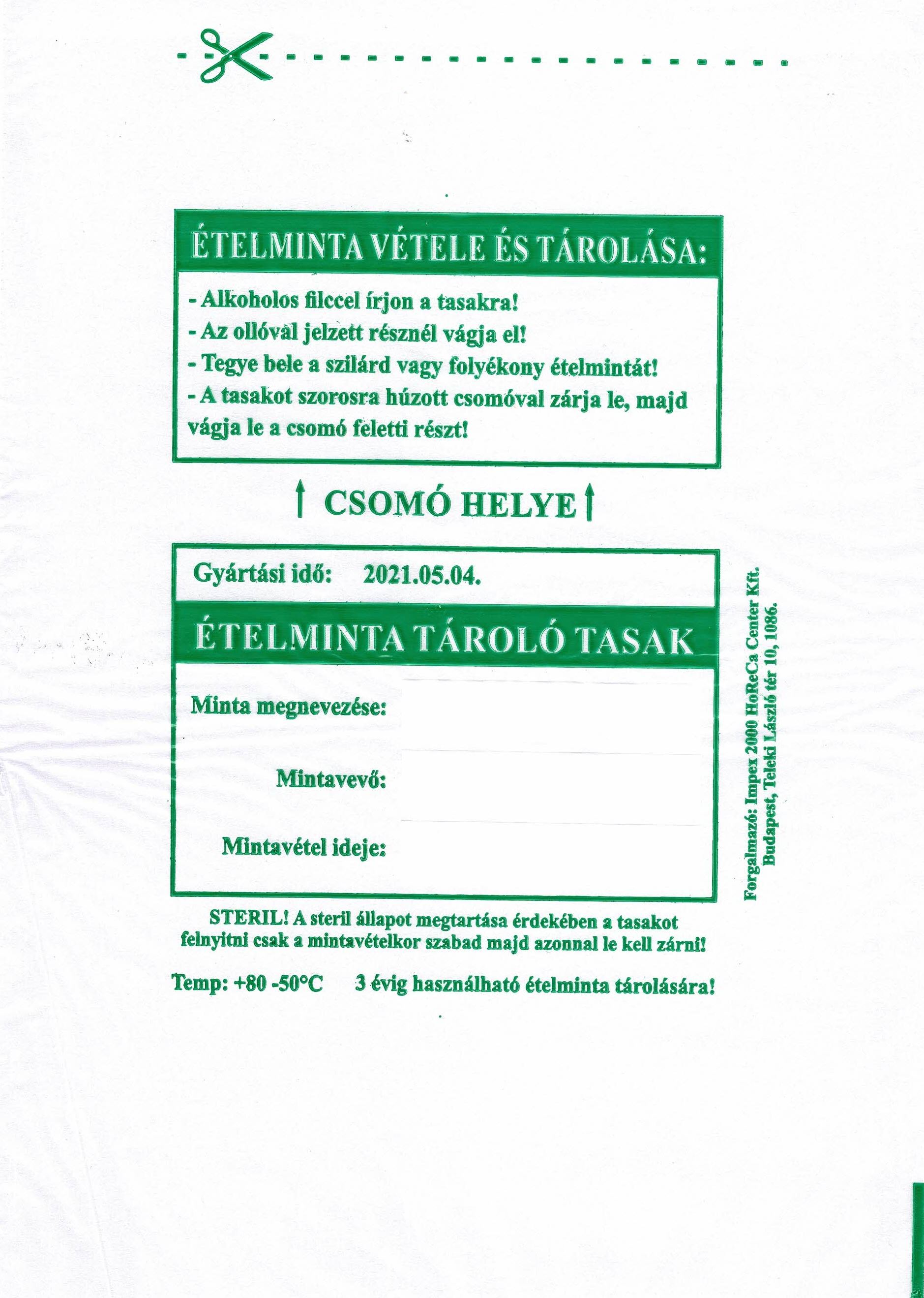 Jaba Ételmintás tasak  Jaba termék fő termékképe