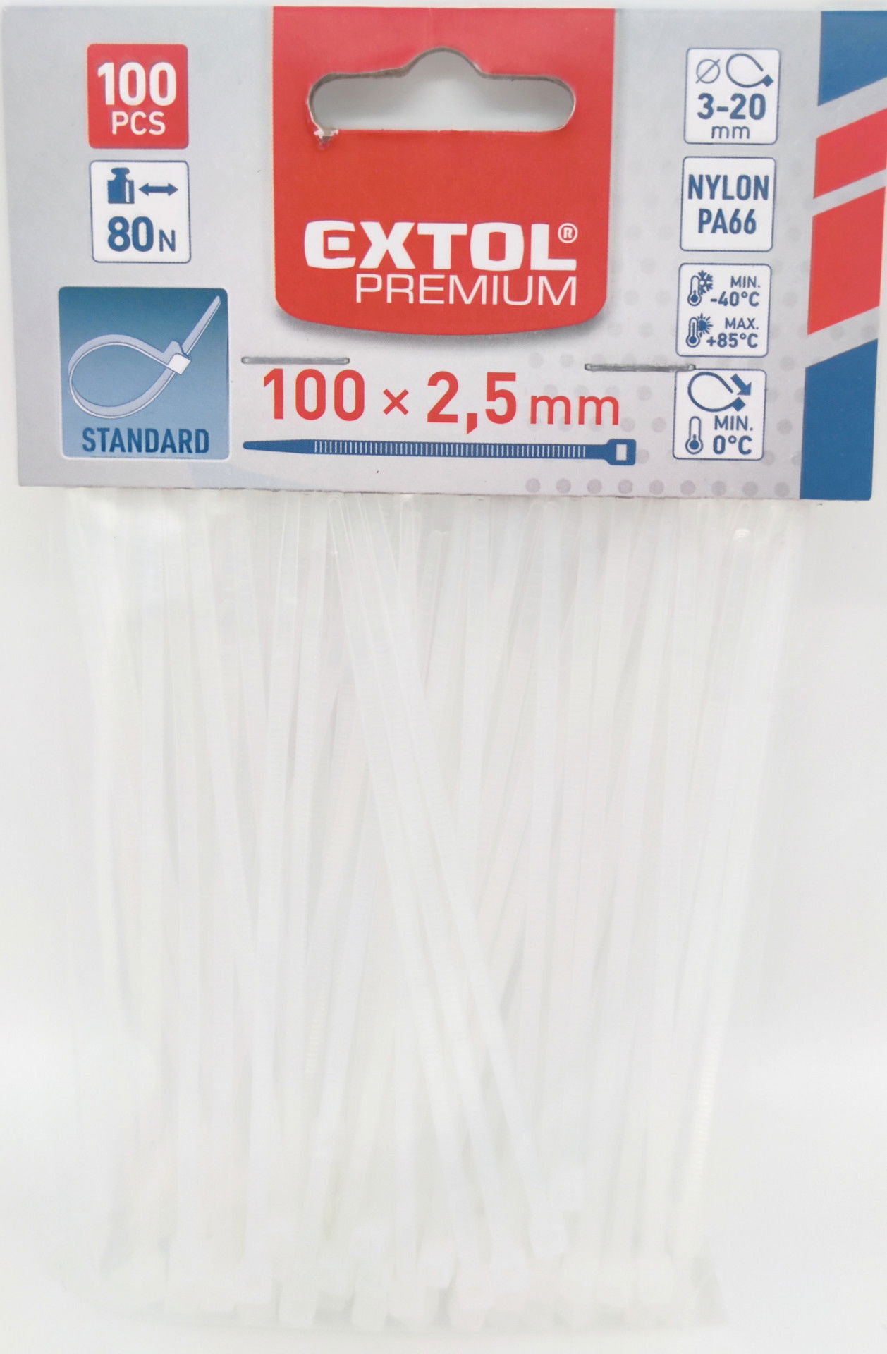 EXTOL PREMIUM kábelkötegelő 2,5 × 100mm 100db  (8856102) termék fő termékképe