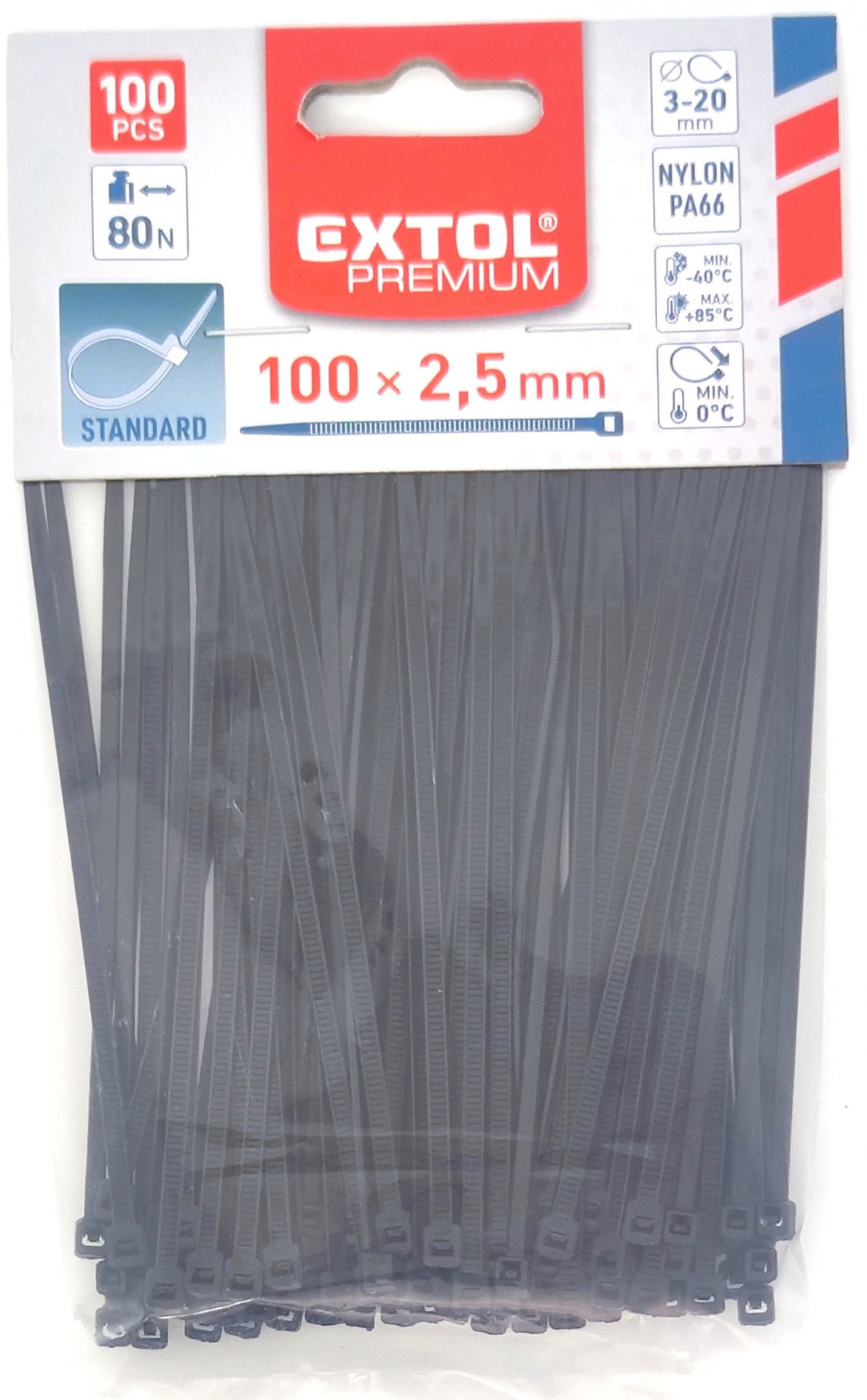 EXTOL PREMIUM kábelkötegelő 2,5 × 100mm 100db  (8856152) termék fő termékképe