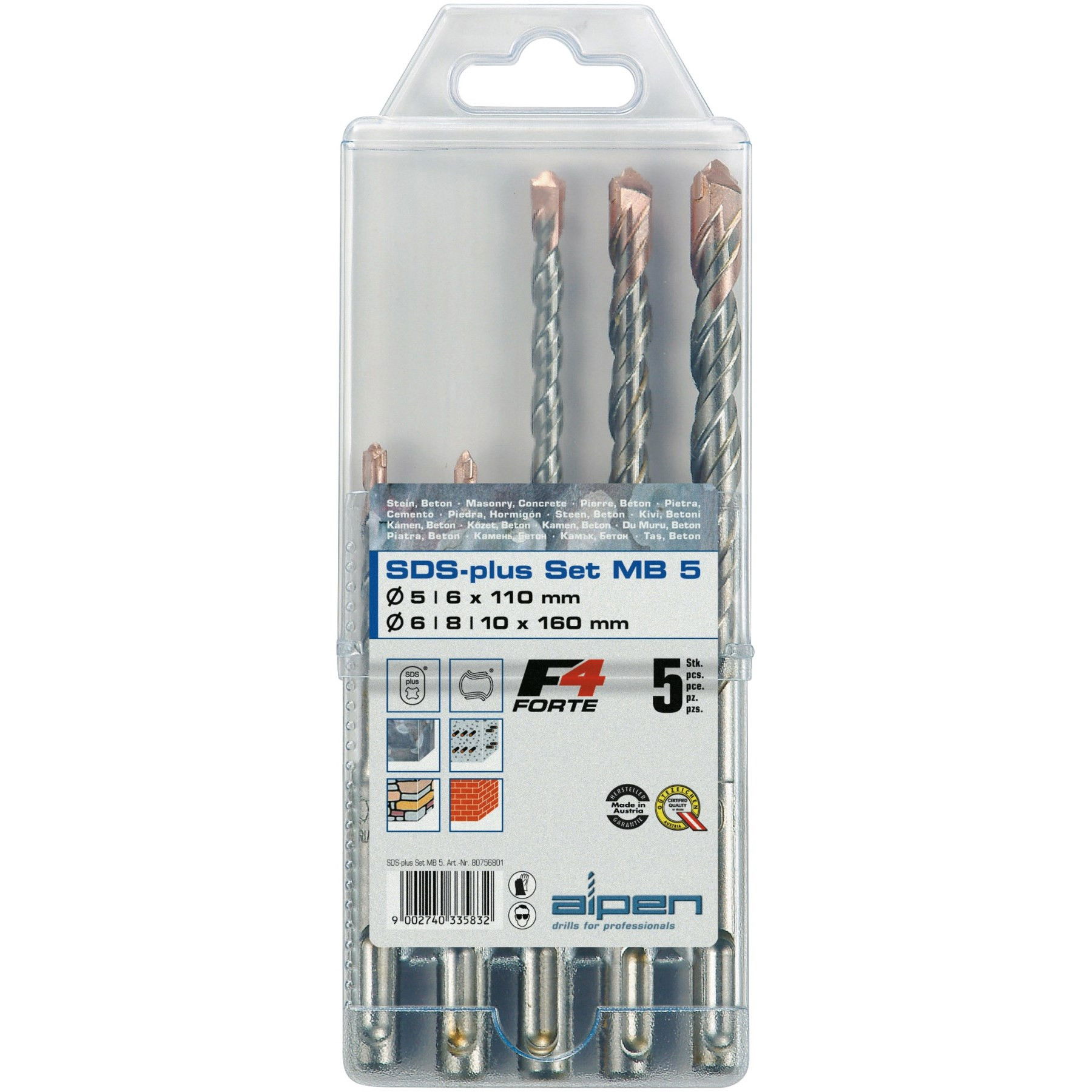 Alpen Kalapácsfúró készlet SDS-plus 5 db. F4 1040380 termék fő termékképe