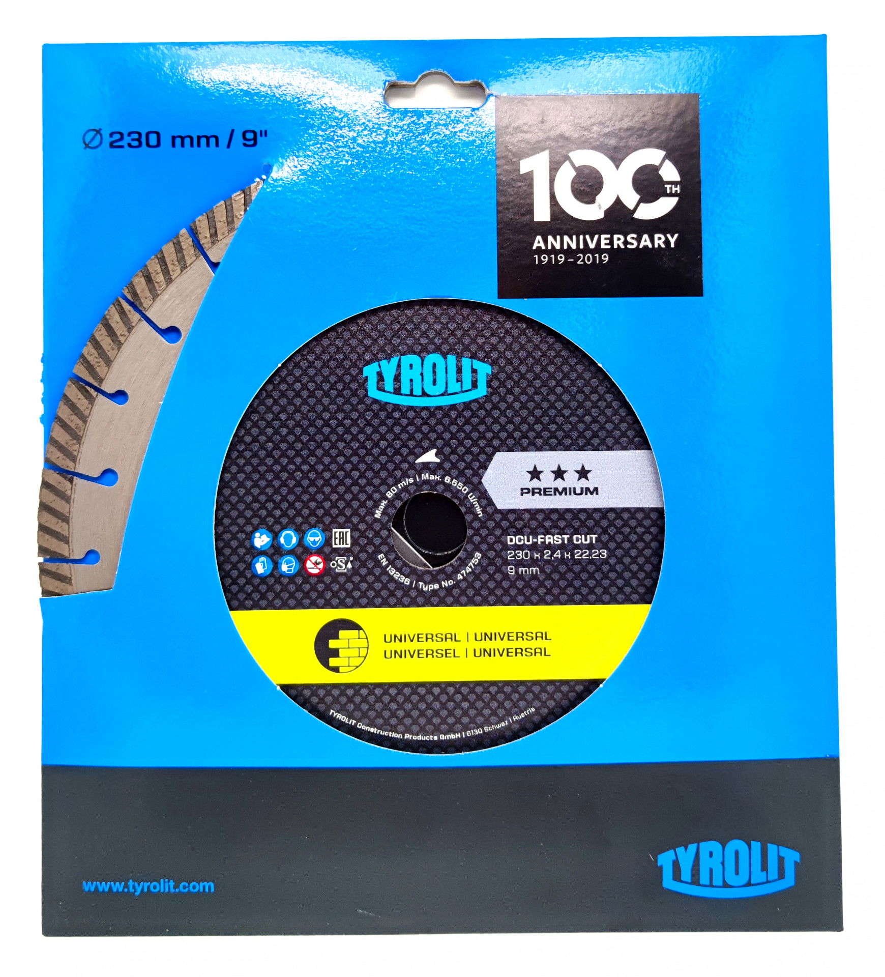 Tyrolit Gyémánt vágókorong Premium C6R DCUP1-FC 230x2,4x22,23mm termék fő termékképe