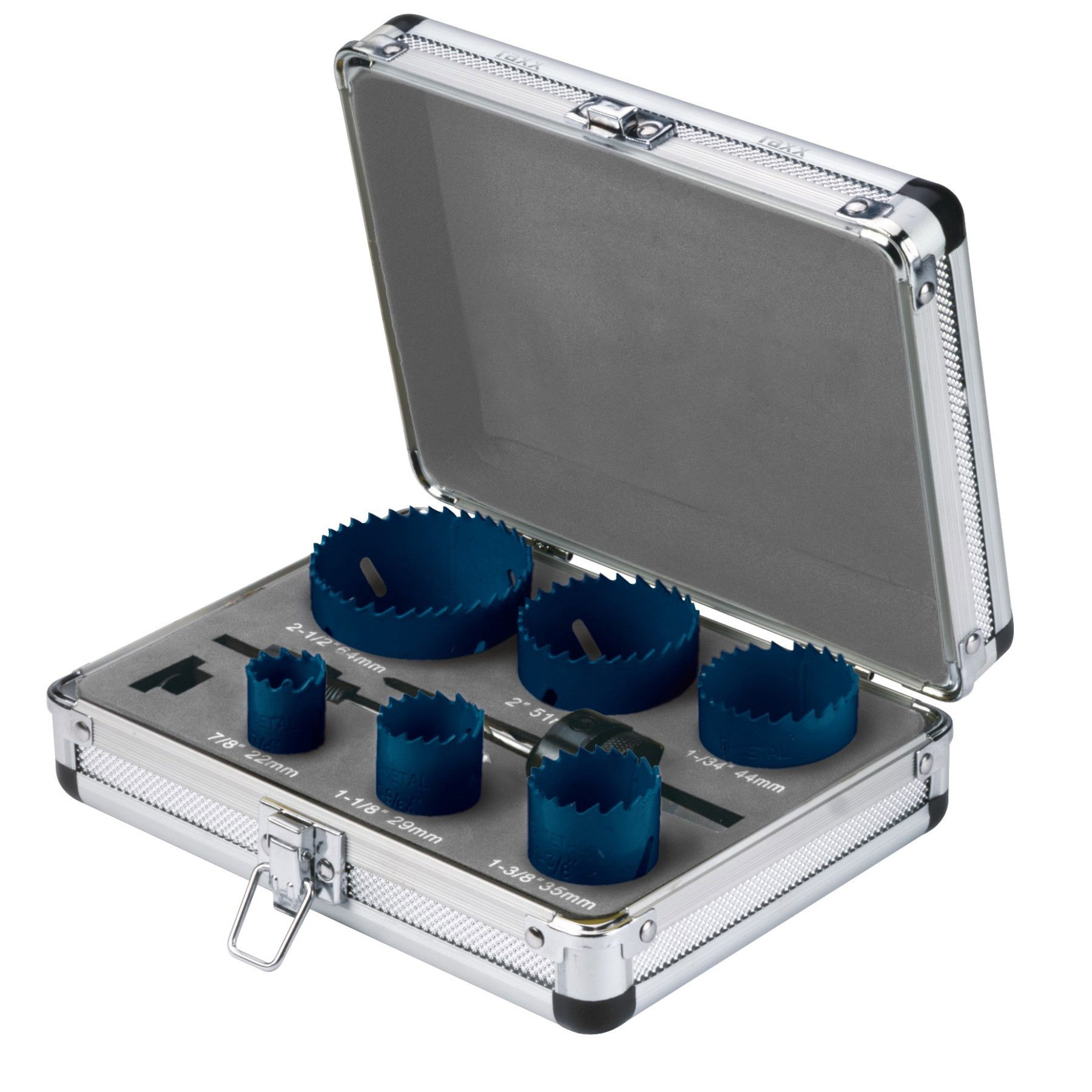 Raxx Lyukfűrész klt, HSS bimetal 9 részes, alukofferben 1131995 termék fő termékképe