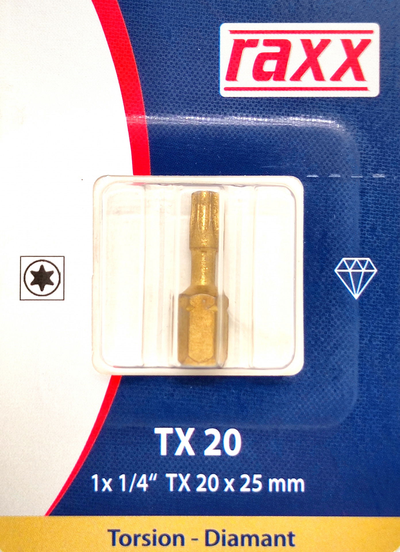 Raxx Bit TX 20 1/4" 25mm Torsion-Diamant 1 db termék fő termékképe