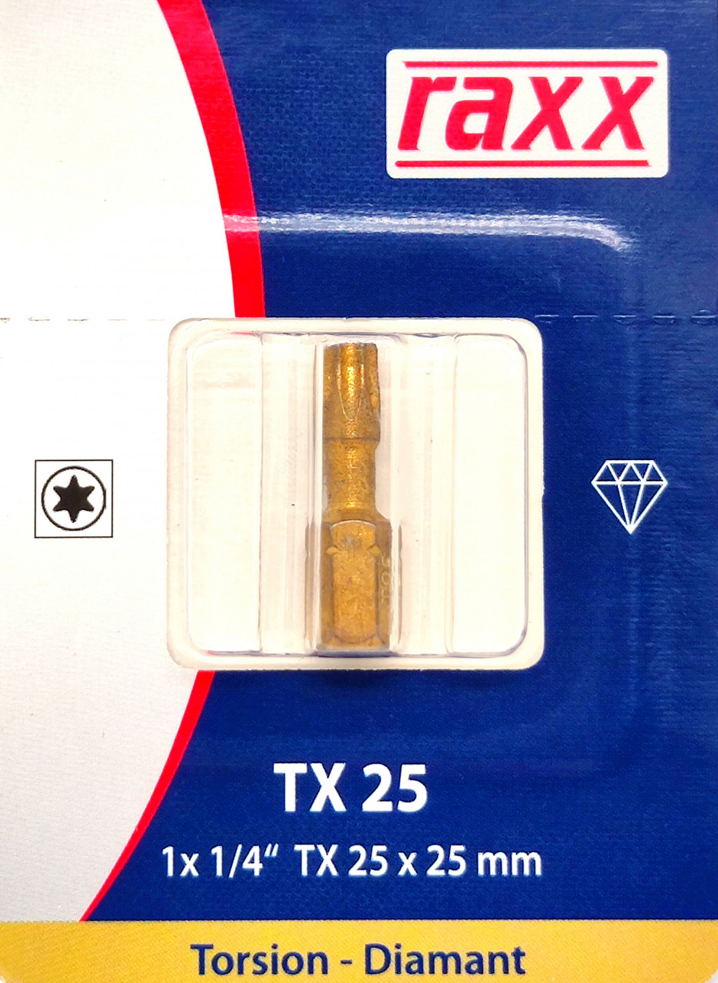 Raxx Bit TX 25 1/4" 25mm Torsion-Diamant 1 db termék fő termékképe