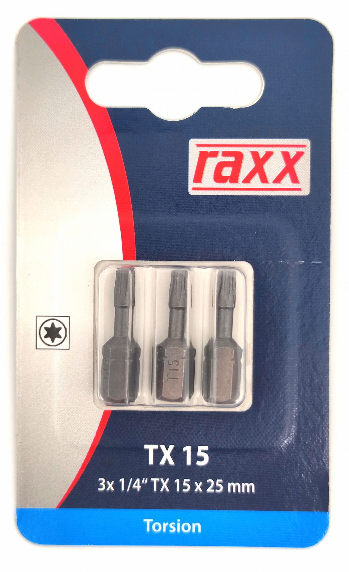 Raxx Bit TX 15 1/4" 25mm Torsion 3db/csomag termék fő termékképe