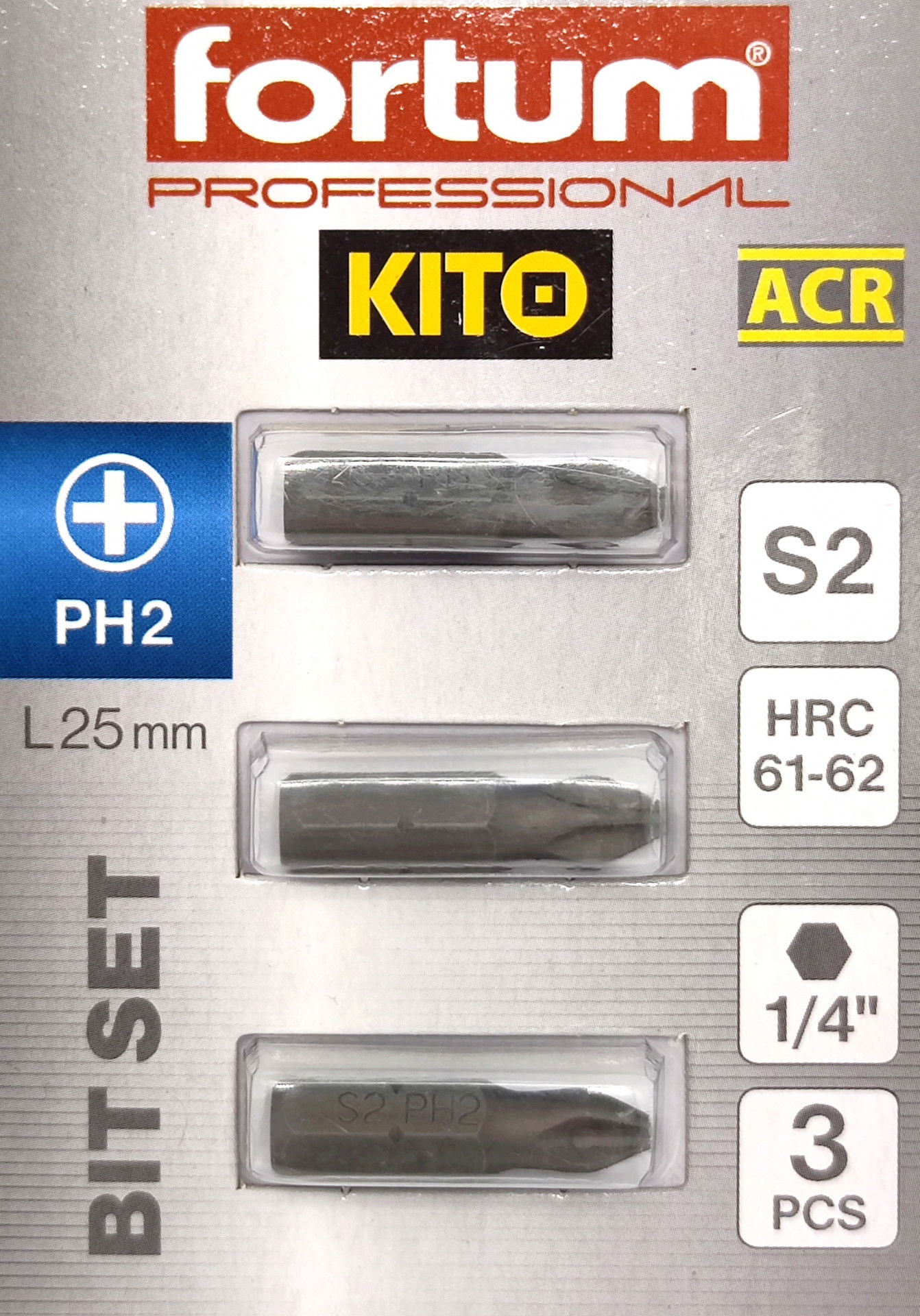 Fortum Professional KITO Behajtóhegy  PH2 25mm 3db/cs termék fő termékképe