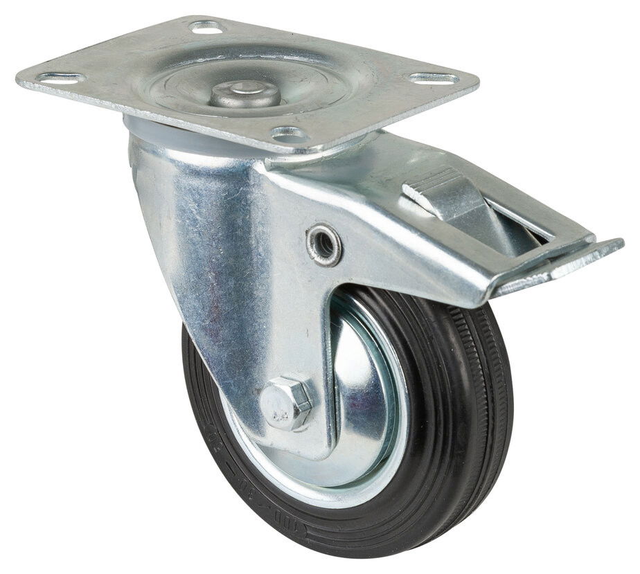 BS-Rollen Szállítóhenger forgó görgők teljes zárral d128mm  70kg L420.B55.101 1039476 termék fő termékképe