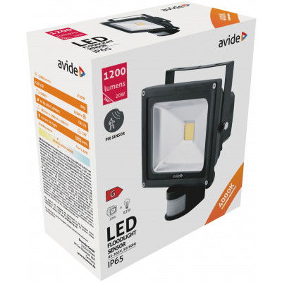 Avide LED Reflektor 20W NW 4000K Mozgásérzékelős PIR (ABFLNW-20W-PIR) termék fő termékképe