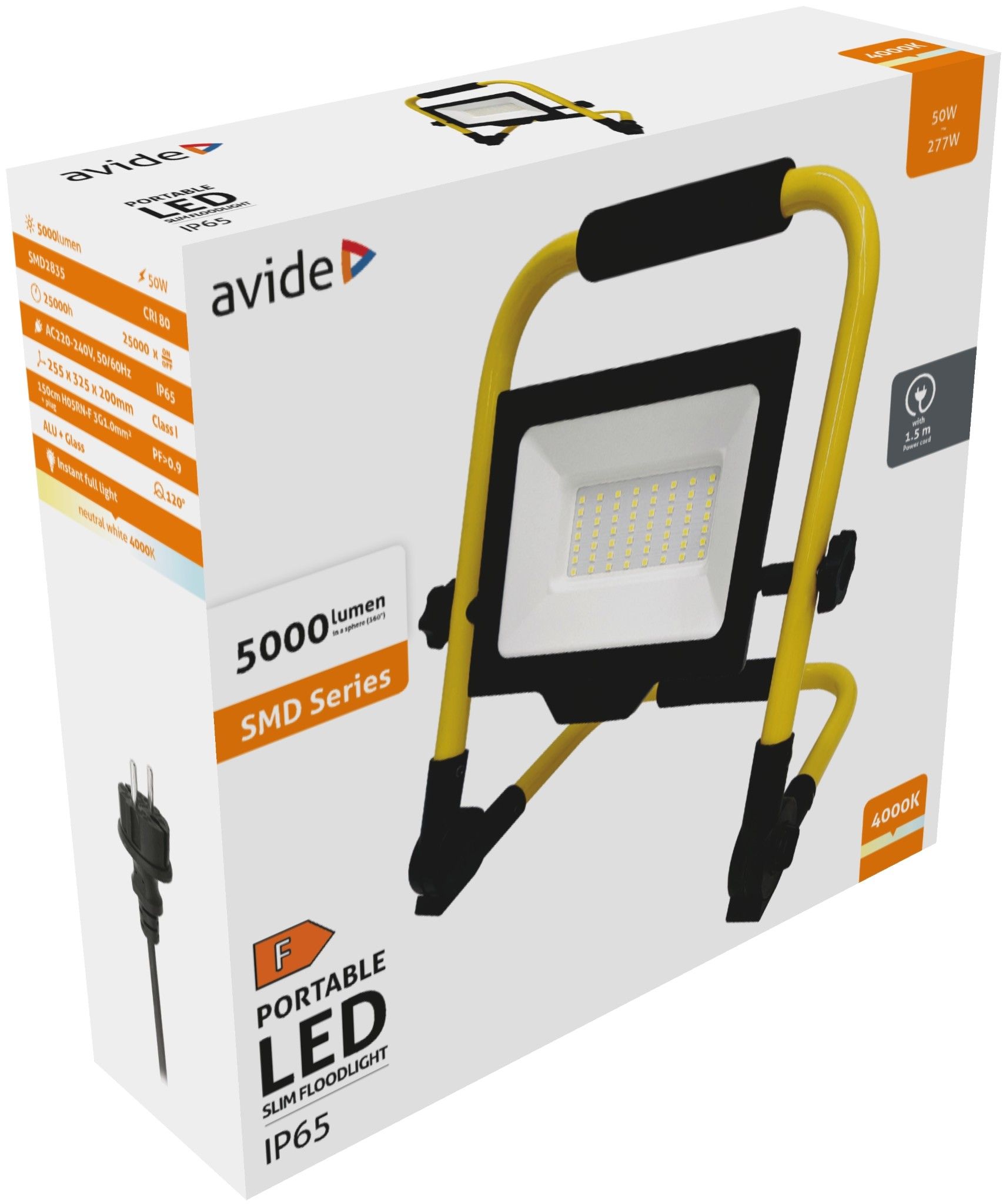 Avide LED Reflektor Slim SMD 50w állványos 1,5m termék fő termékképe