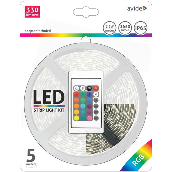 Avide Led szalag 12v 7.2w smd5050 30led rgb ip65 5m termék fő termékképe