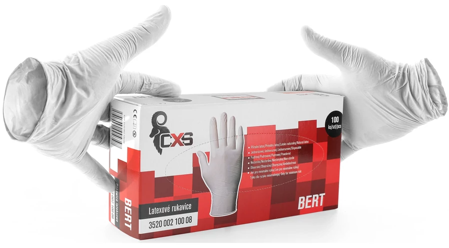 CXS Bert 0006-M2 egyszerhasználatos,nem steril latex kesztyű termék fő termékképe
