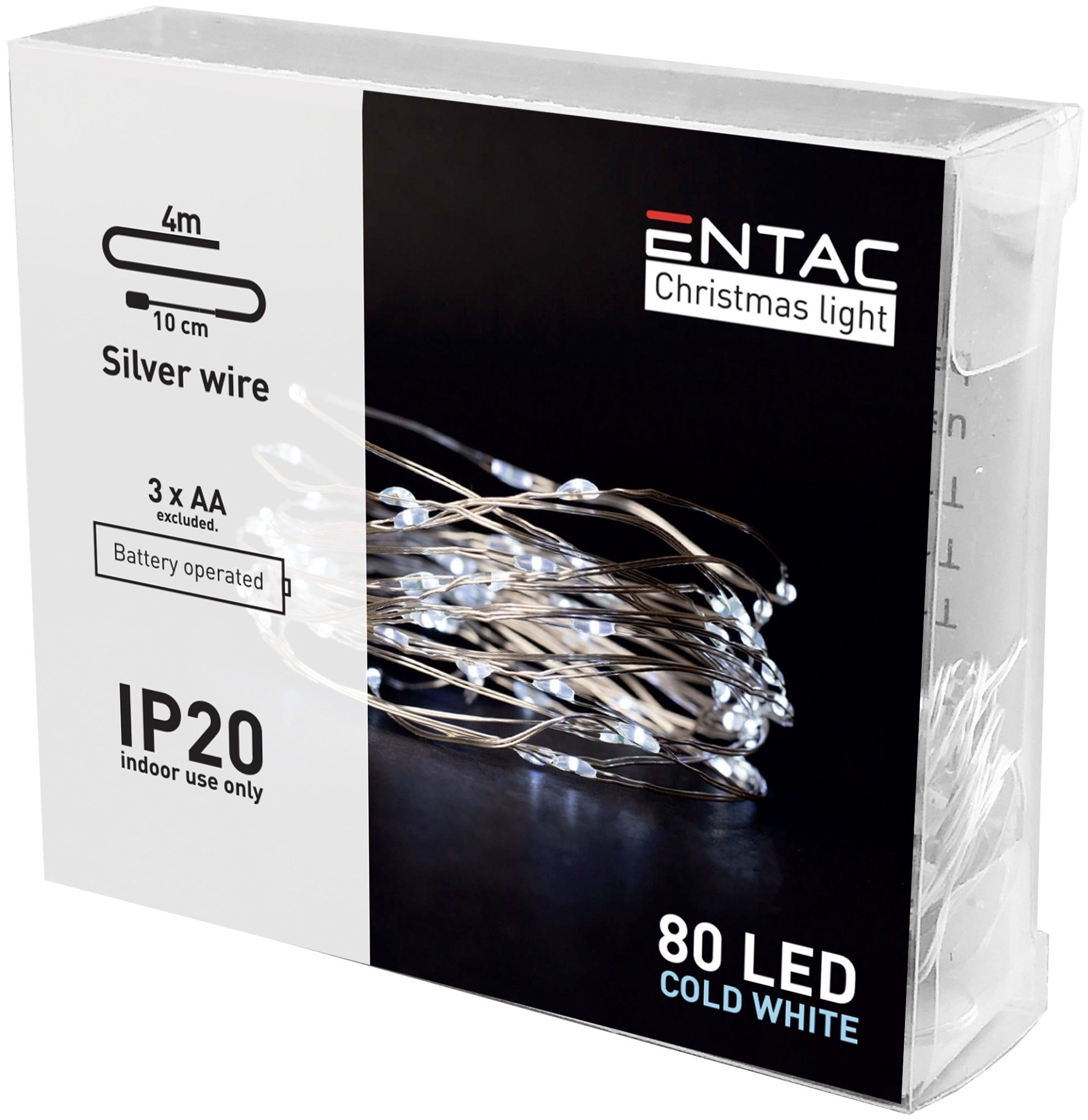 Entac Karácsonyi Beltéri Drótfüzér 80 LED WW 4,1m termék fő termékképe