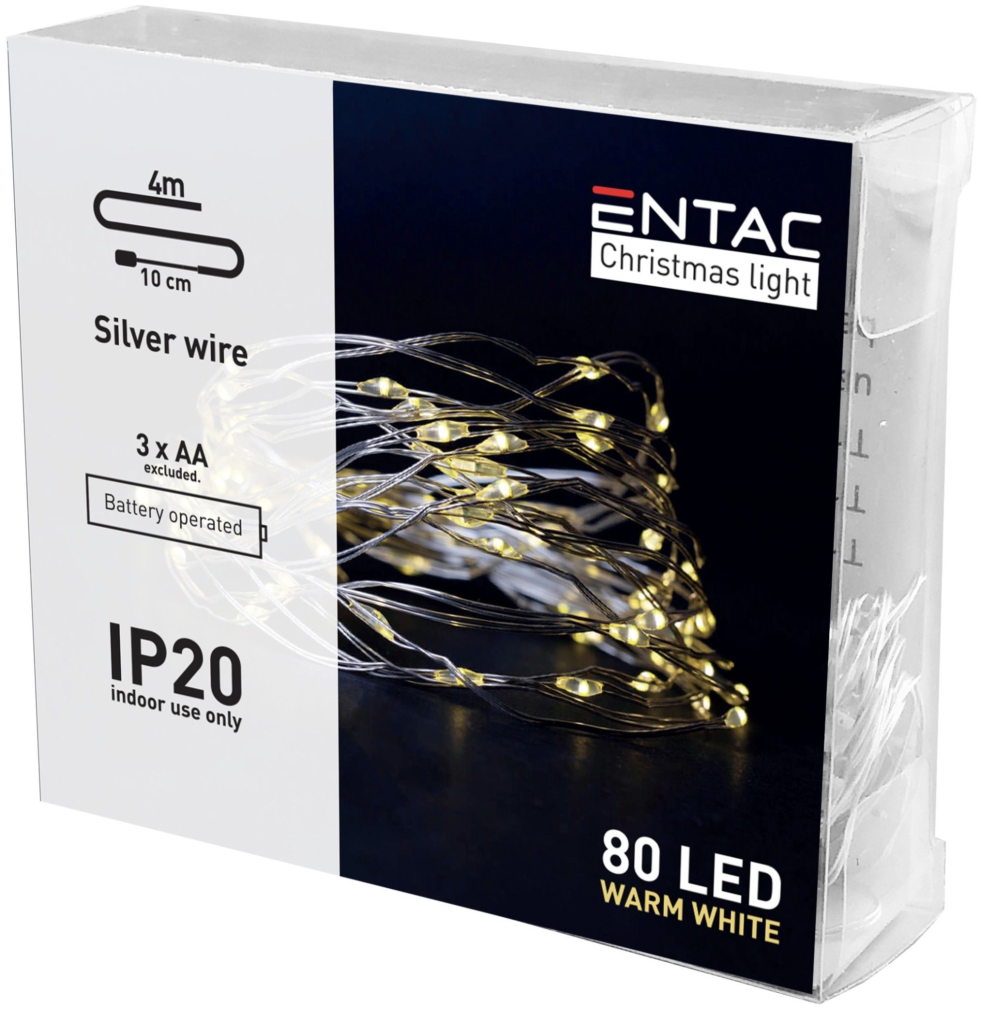 Entac Karácsonyi Beltéri Drótfüzér 80 LED WW 4,1m termék fő termékképe