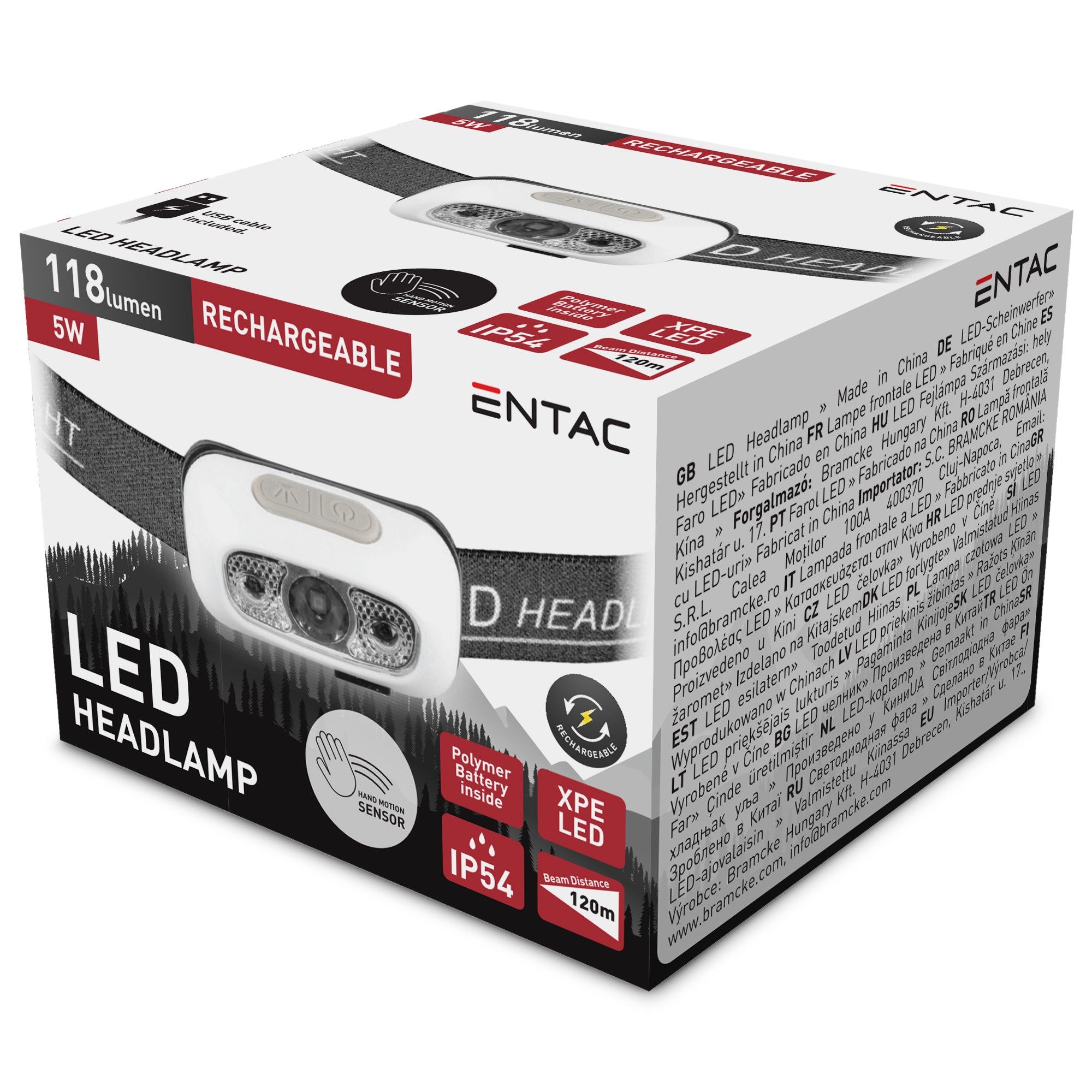 Entac fejlámpa 5W 700mAh fehér termék fő termékképe