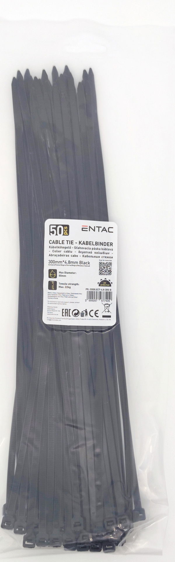 Entac Kábelkötegelő fekete  300 x 4,8 mm 50 db termék fő termékképe