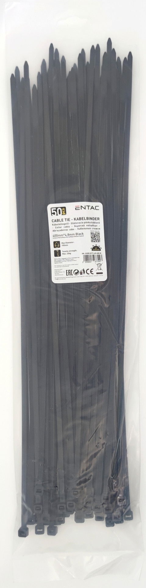 Entac Kábelkötegelő fekete  400 x 4,8 mm 50 db termék fő termékképe