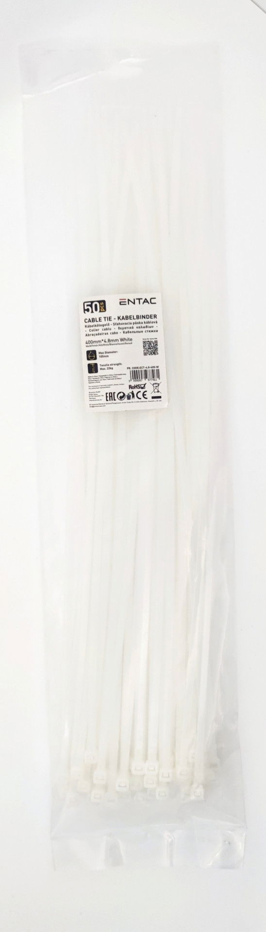 Entac Kábelkötegelő fehér 400 x 4,8 mm 50 db termék fő termékképe