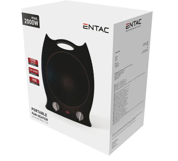 Entac Hordozható ventillátoros fűtőtest 2000w fekete 95071814 termék fő termékképe