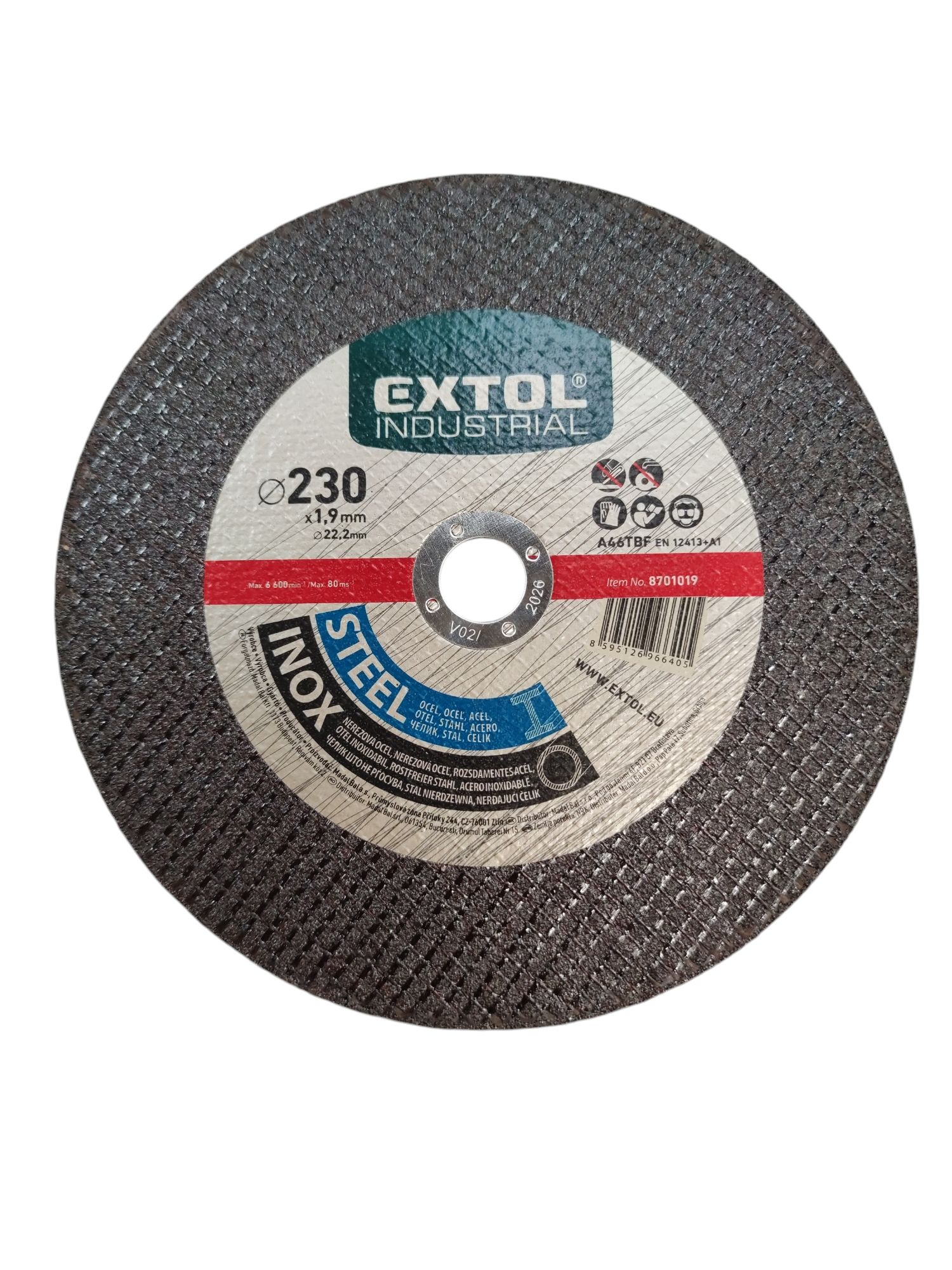 Extol Industrial Vágókorong ipari, acélra/inoxra; 230×1,9×22,2mm - 8701019 termék fő termékképe