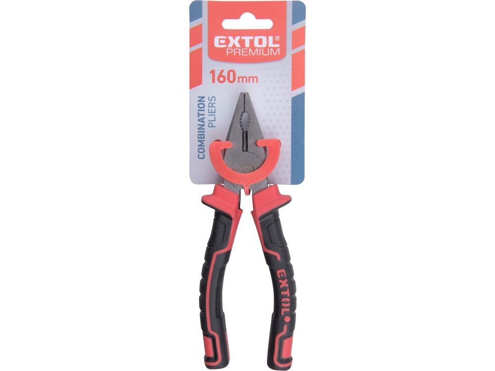 Extol Premium Kombinált fogó 160mm,duál vörös/fekete TPR nyél termék fő termékképe