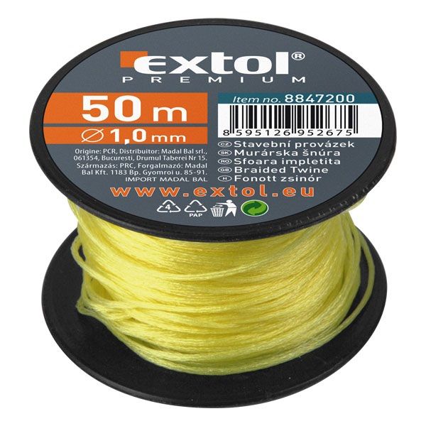 Extol Premium Kőműves Zsinór sodort,PE, 1,7mm x 50m , sárga termék fő termékképe