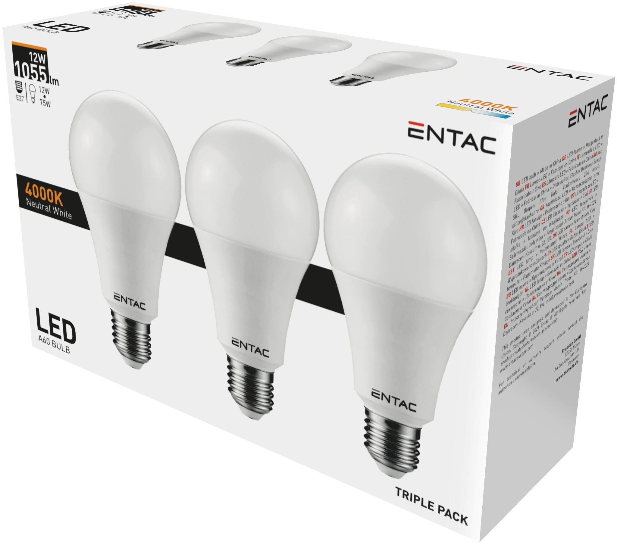 Entac LED Globe 12W NW 4000K izzó készlet 3db/csomag termék fő termékképe